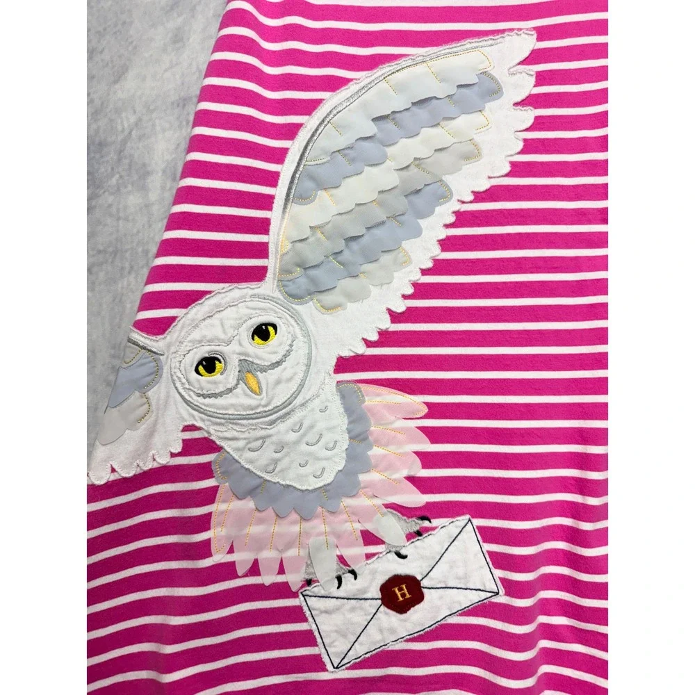 Mini Boden Harry Potter Hedwig Owl Striped Dress Pink Girls 11-12Y